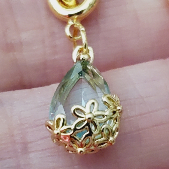 925 earrings ice blue real gold plated flowers aquamarine topaz knot crystal - Picture 9 of 15